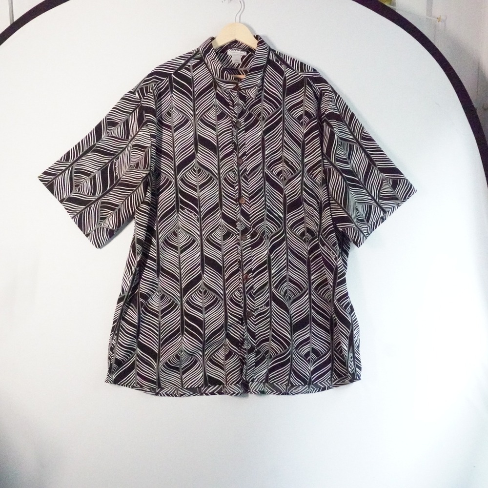 Manuheali'i Hawaiian Shirt Abstract Print Button Up Short‎ Sleeve XXL